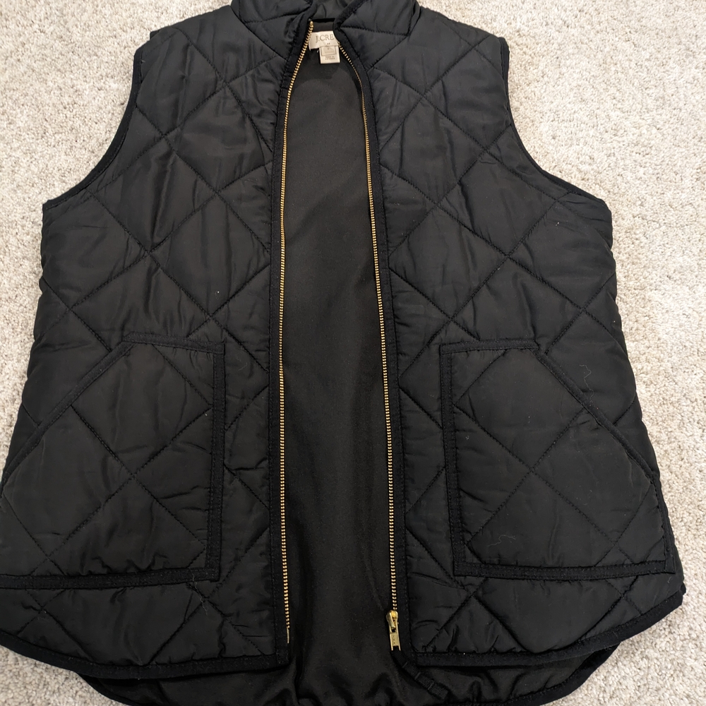 Jcrew factory Black Quilted Vest with Gold Zipper